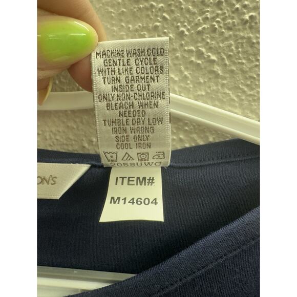 Drapers & Damons Womens Shirt Size Large Blue 3/4 Sleeve Boatneck M14604 - Picture 5 of 11